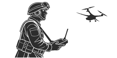 man operating a drone with a remote control Vector © rabby