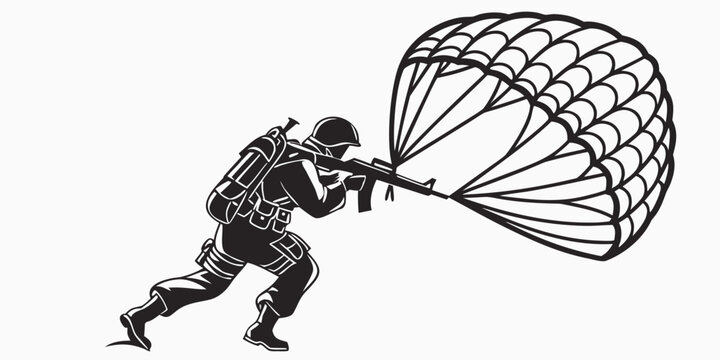 a person in a jumpsuit deploying a parachute Vector