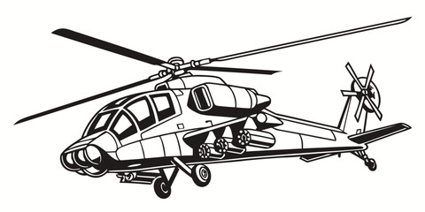 a black and white drawing of a helicopter Vector © rabby
