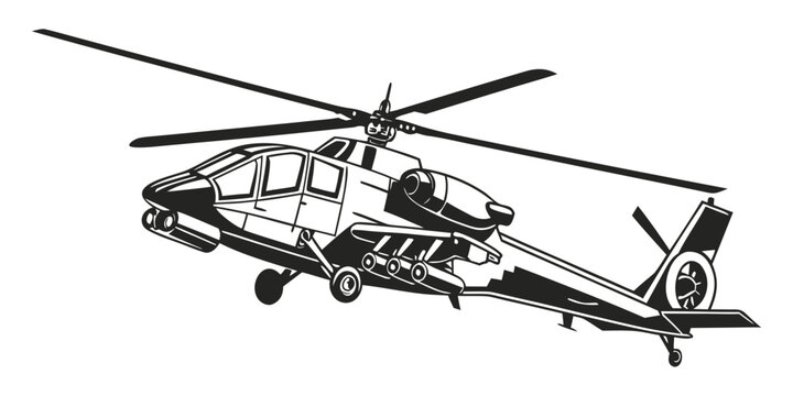 a black and white helicopter is flying in the air Vector