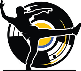 Dynamic Discus Throw Athlete Silhouette Vector Logo Design