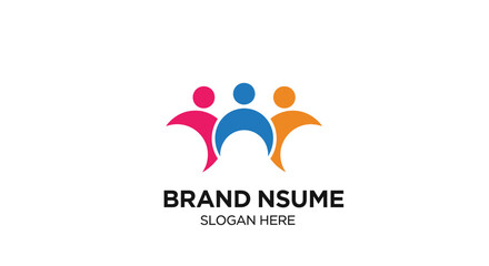 Colorful People Logo Design Template.