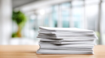 Stack of business papers on an office desk