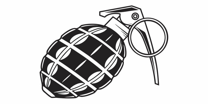 a black and white drawing of a grenade Vector