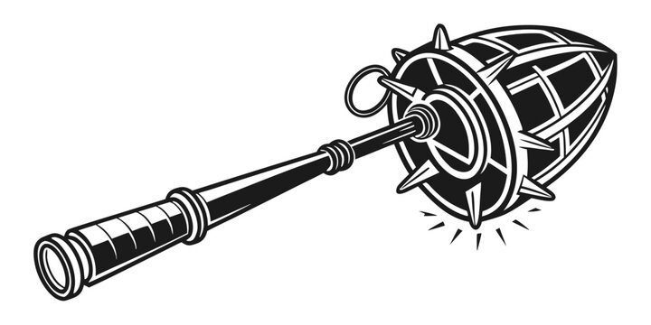 a large spiked ball and chain flail weapon Vector