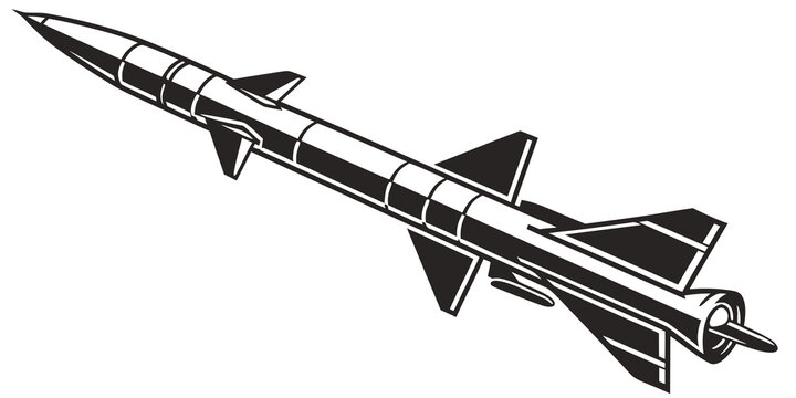 a black and white drawing of a missile Vector