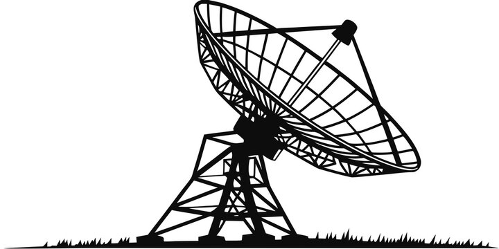 a large satellite dish on a metal tower Vector