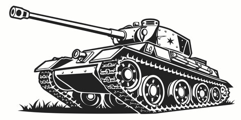 a black and white drawing of a tank Vector © Suriya