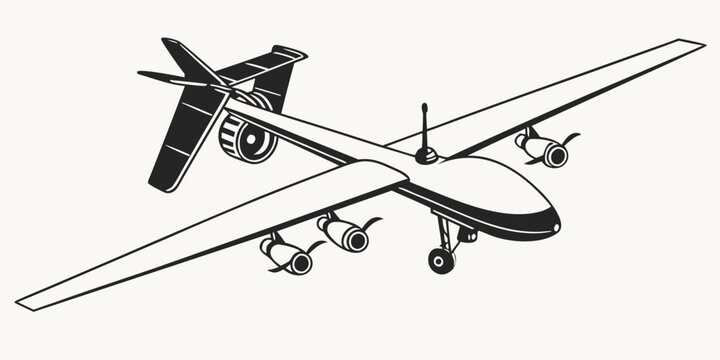 a large drone with multiple propellers and a long wingspan Vector
