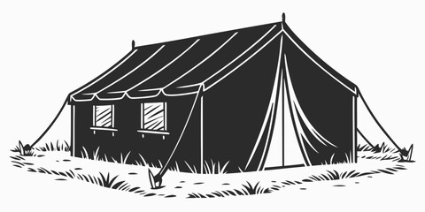 a large tent with a sloping roof and two windows Vector © Maisa