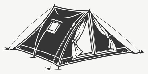 a black tent with a window on the side Vector © Maisa