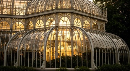 Obraz premium Ornate Victorian Greenhouse at Sunset