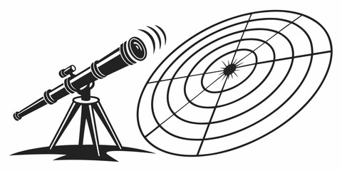 a telescope and a satellite dish on a tripod Vector © Maisa