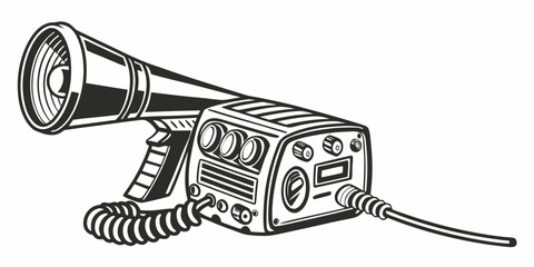 a megaphone with a corded handheld radio Vector © Maisa
