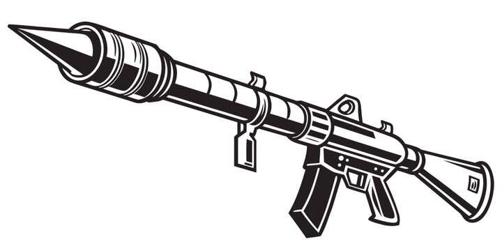 a black and white drawing of a rocket launcher Vector