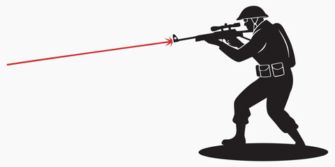 a black silhouette of a stormtrooper shooting a red laser beam Vector © Jahid