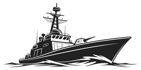 a large ship with a tower on top is sailing through the water Vector © Jahid