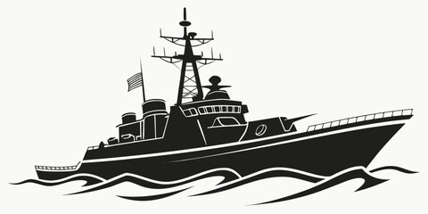 a large warship with a flag on the mast Vector © Jahid