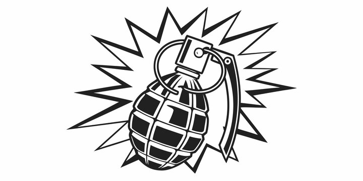 a black and white drawing of a grenade Vector