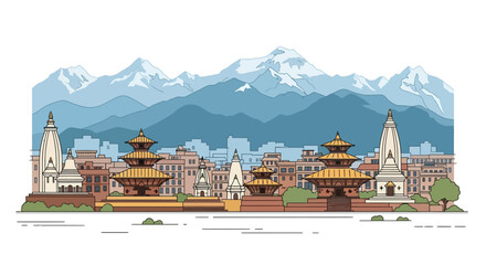 Buddhist temple architecture in Nepal city. © Kopi