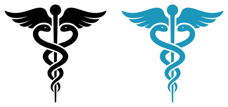 Caduceus medical symbol representing healthcare, medicine, hospital, pharmacy, and doctor services. used for medical treatment, clinic identity, health.