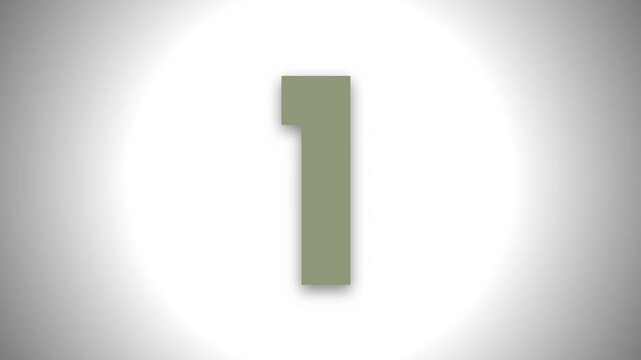 A professional colorful countdown timer counting from five to one for cinematic video transitions