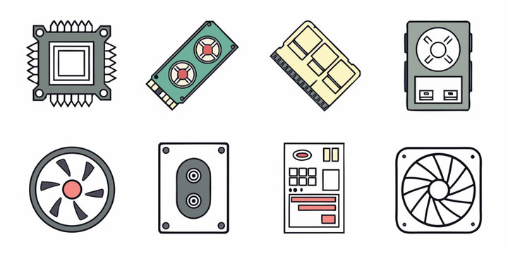 computer hardware components Vector