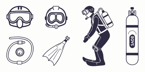 scuba diver with equipment Vector © Ruhi