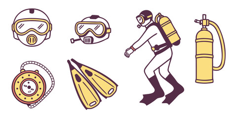 scuba diver with equipment Vector © Ruhi