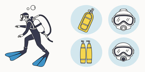 a scuba diver with equipment Vector © Ruhi