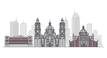 Obraz premium City Skyline with Historic Buildings.