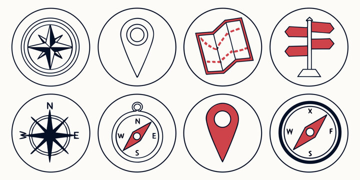 a collection of navigation icons Vector