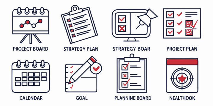 a set of business planning and organization icons Vector