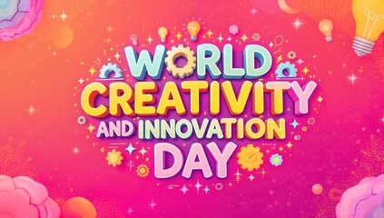 Naklejka premium world creativity innovation day, colorful design