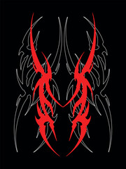 Hand drawing tribal tattoo illustrations y2k tribal shape element 