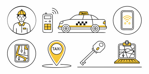 a collection of icons related to taxi services Vector © Lap