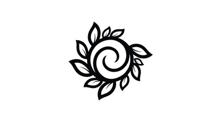 Obraz premium Abstract swirl symbol with leaf elements on white background