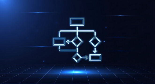 Digital flowchart and business algorithm process concept
