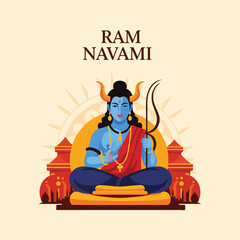 Illustration of a blue-skinned deity with horns, celebrating a festival