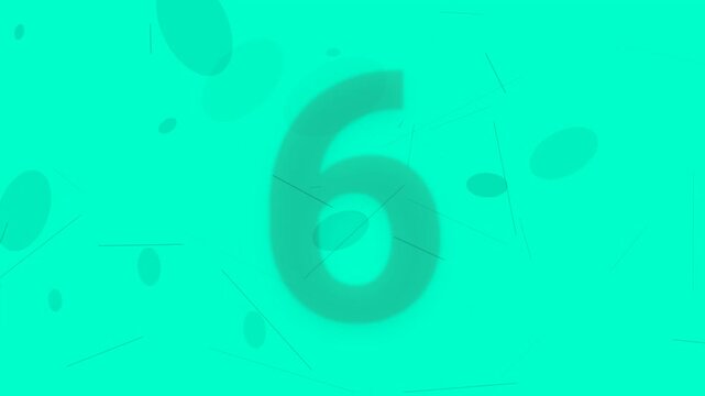 A colorful countdown timer from ten to one with red numbers on a cyan abstract background