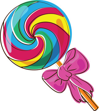 lollipop with ribbon handdrawn doodle marker style