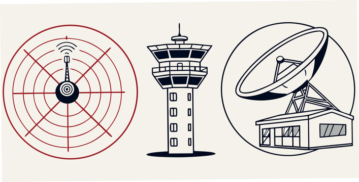 air traffic control and satellite communication systems Vector