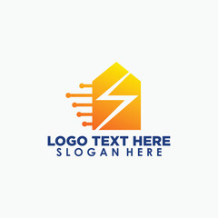 Naklejka premium home and power logo design, digital logo concept