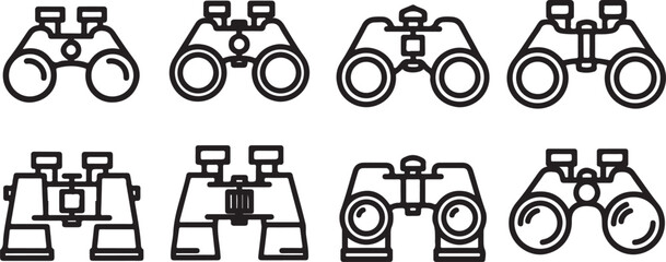 Fototapeta premium A collection of various binoculars designs and styles for observation and outdoor activities. Vector