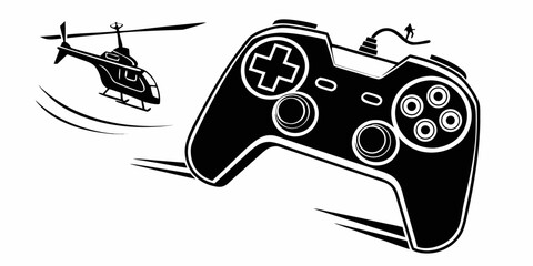a video game controller and a helicopter in flight Vector © Mithila