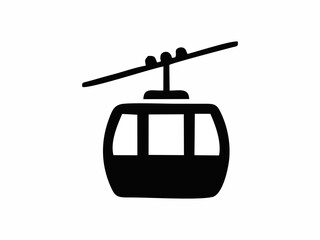 Cable Car Icon Vector Illustration, Gondola Lift Symbol for Winter Resort and Mountain Transportation. © Reni