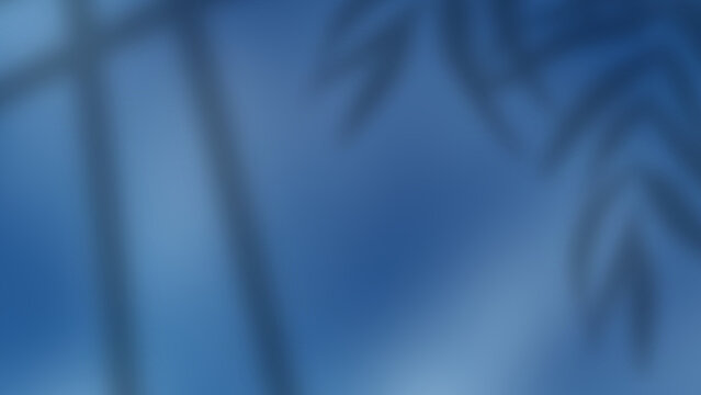 Blue Tropical Leaf Shadow Background, Abstract Blue Nature Shadow Blur Background, Palm Leaf Shadow On Blue Wall Background, Minimal Blue Botanical Shadow Background, Soft Blue Gradient With Leaf