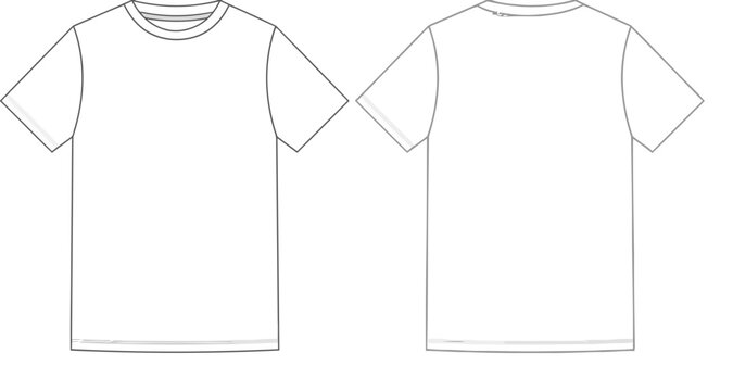 T shirt template front and back views for design and printing