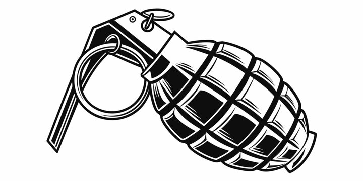 a black and white drawing of a grenade Vector