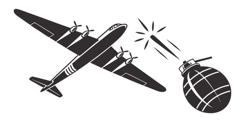 a bomber plane dropping a bomb Vector © Arisfa